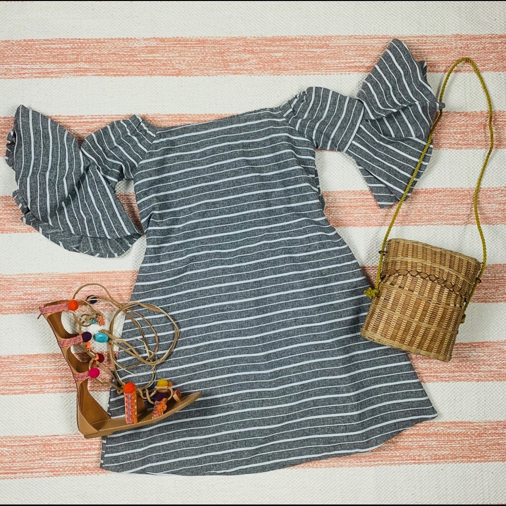 Striped off shoulder dress